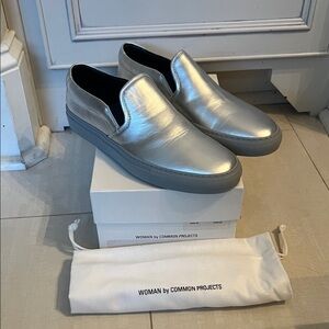 Common Projects Metallic Silver slipons